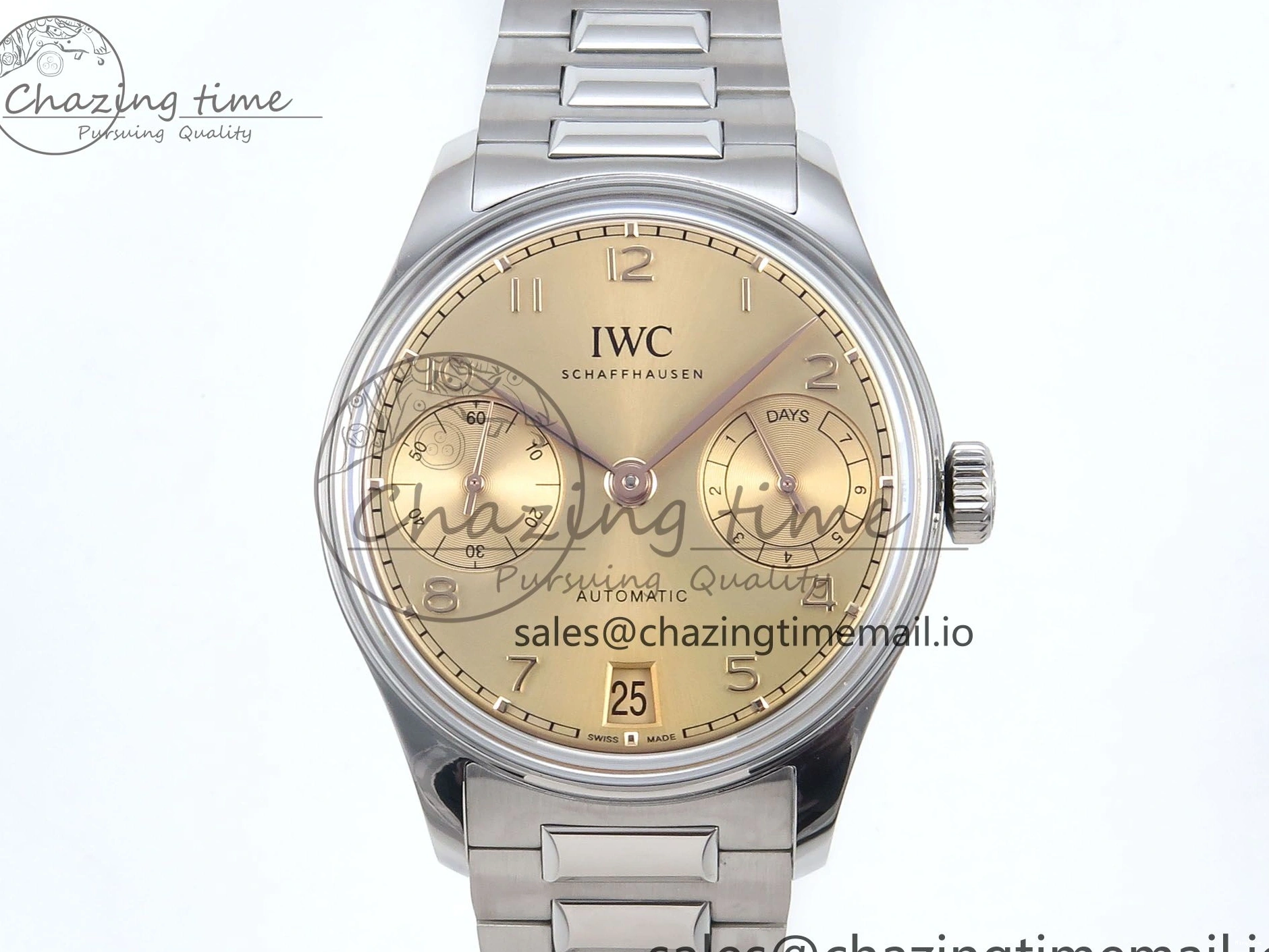 MIROTIME 0312 Portugieser Auto IWC0562B APSF 1:1 Best Edition Gold Dial on SS Bracelet A Reliable 6996